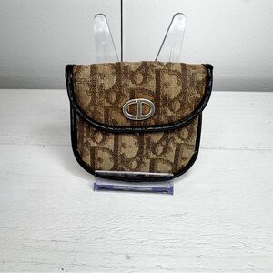 Vintage Dior Trotter Monogram Coin Purse Mini Pouch Brown Canvas